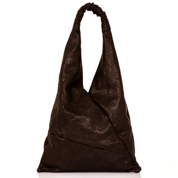 Shopping bag in pelle nera