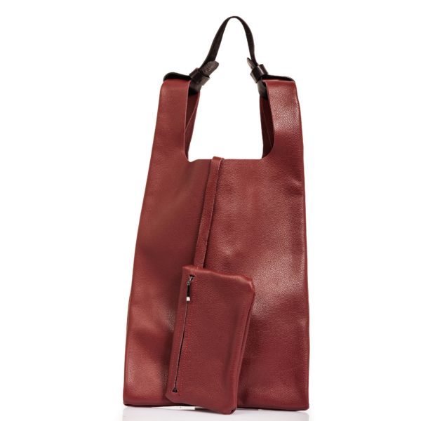 Bordeaux leather shopping bag – Cinzia Rossi
