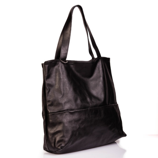 Maxi Einkaufstasche aus schwarzem Leder – Cinzia Rossi