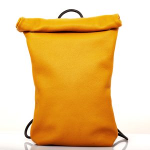 Zaino roll top in pelle color giallo ocra - Cinzia Rossi