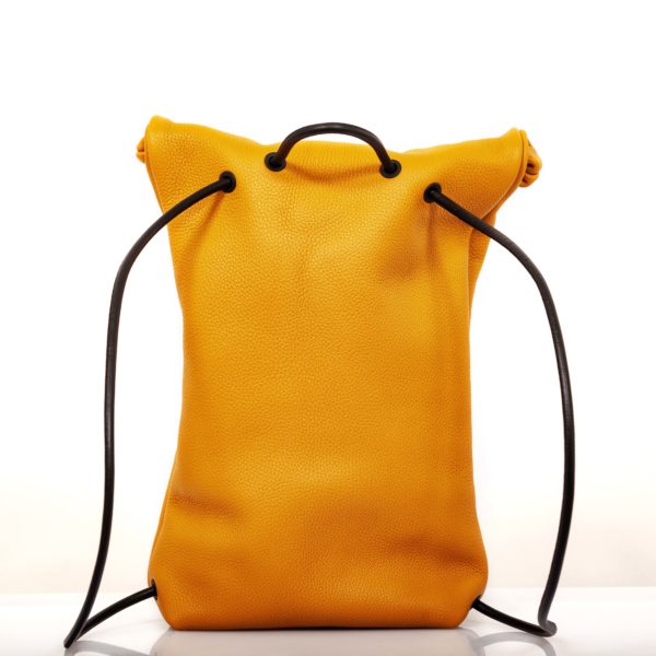 Roll-Top-Rucksack aus gelbem Ockerleder - Cinzia Rossi