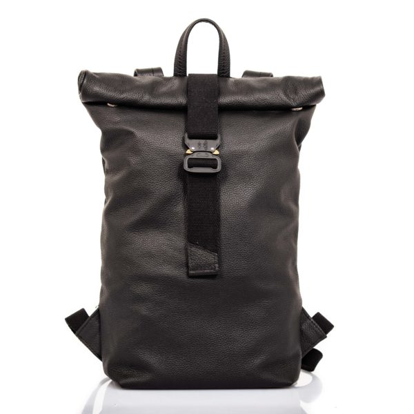 Black leather roll top backpack – Cinzia Rossi
