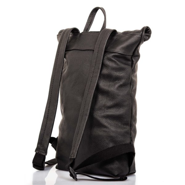 Black leather roll top backpack – Cinzia Rossi