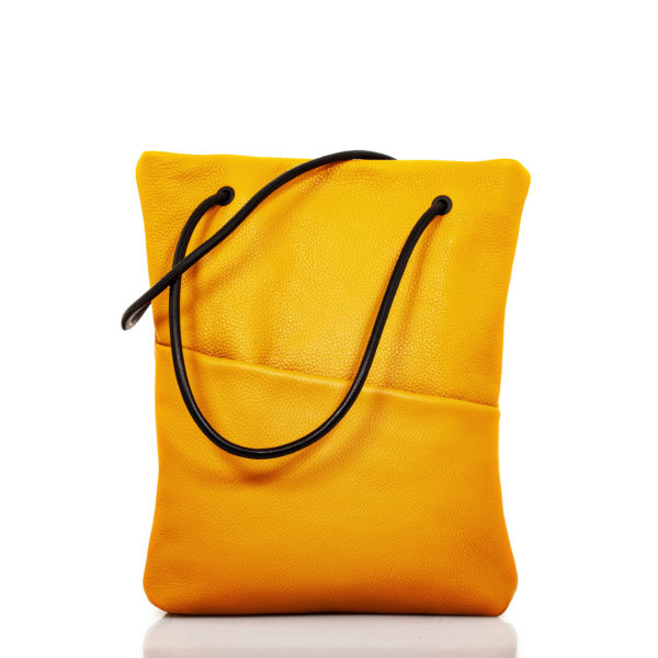 Tote bag in pelle giallo ocra - Cinzia Rossi