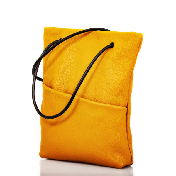 Einkaufstasche aus gelbem Ockerleder - Cinzia Rossi
