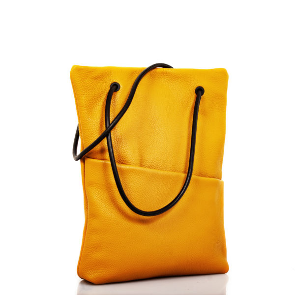 Einkaufstasche aus gelbem Ockerleder - Cinzia Rossi