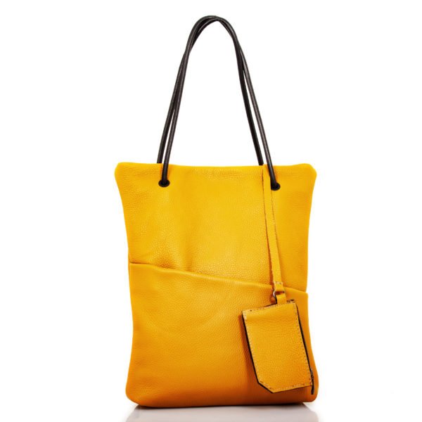Yellow ocher leather tote-bag - Cinzia Rossi