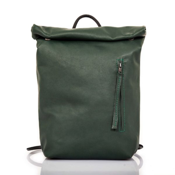 Small green leather roll top backpack - Cinzia Rossi