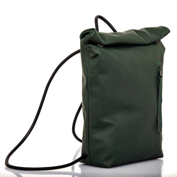 Kleiner Rolltop-Rucksack aus grünem Leder - cinzia rossi