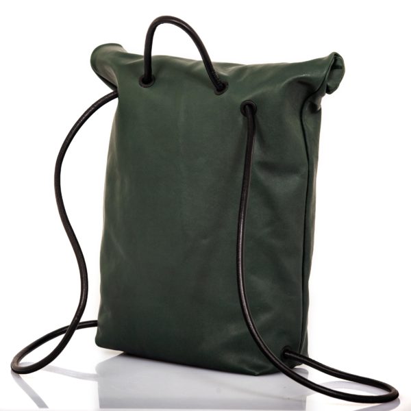 Kleiner Rolltop-Rucksack aus grünem Leder - cinzia rossi