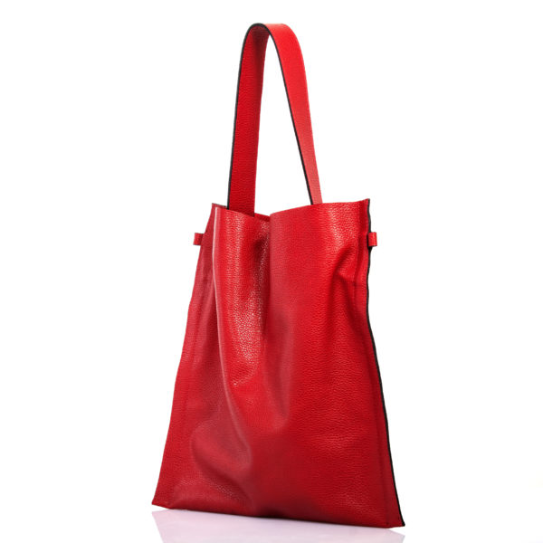 Shopping bag in pelle rosso ciliegia - Cinzia Rossi