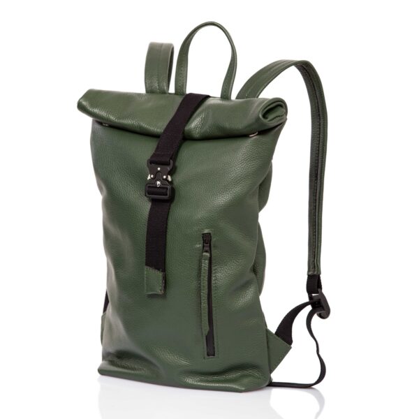 Green  leather roll-top backpack - Cinzia Rossi