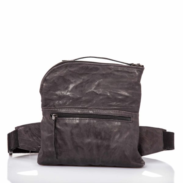 Anthracite leather belt bag - Cinzia Rossi