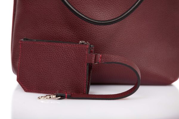 Einkaufstasche aus burgunderfarbenem Leder- Cinzia Rossi