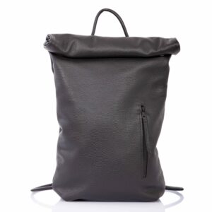 Black leather roll top backpack - Cinzia Rossi