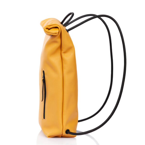 Roll-Top-Rucksack aus gelbem Ocker Leder - Cinzia Rossi