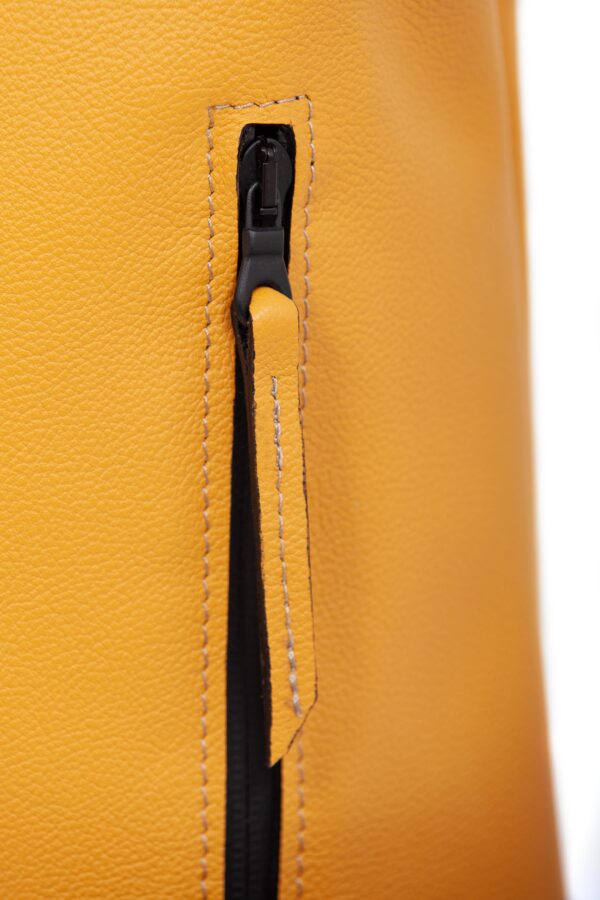 Yellow ocher leather roll-top backpack - Cinzia Rossi