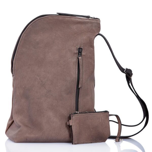 Taupe leather one shoulder backpack - Cinzia Rossi
