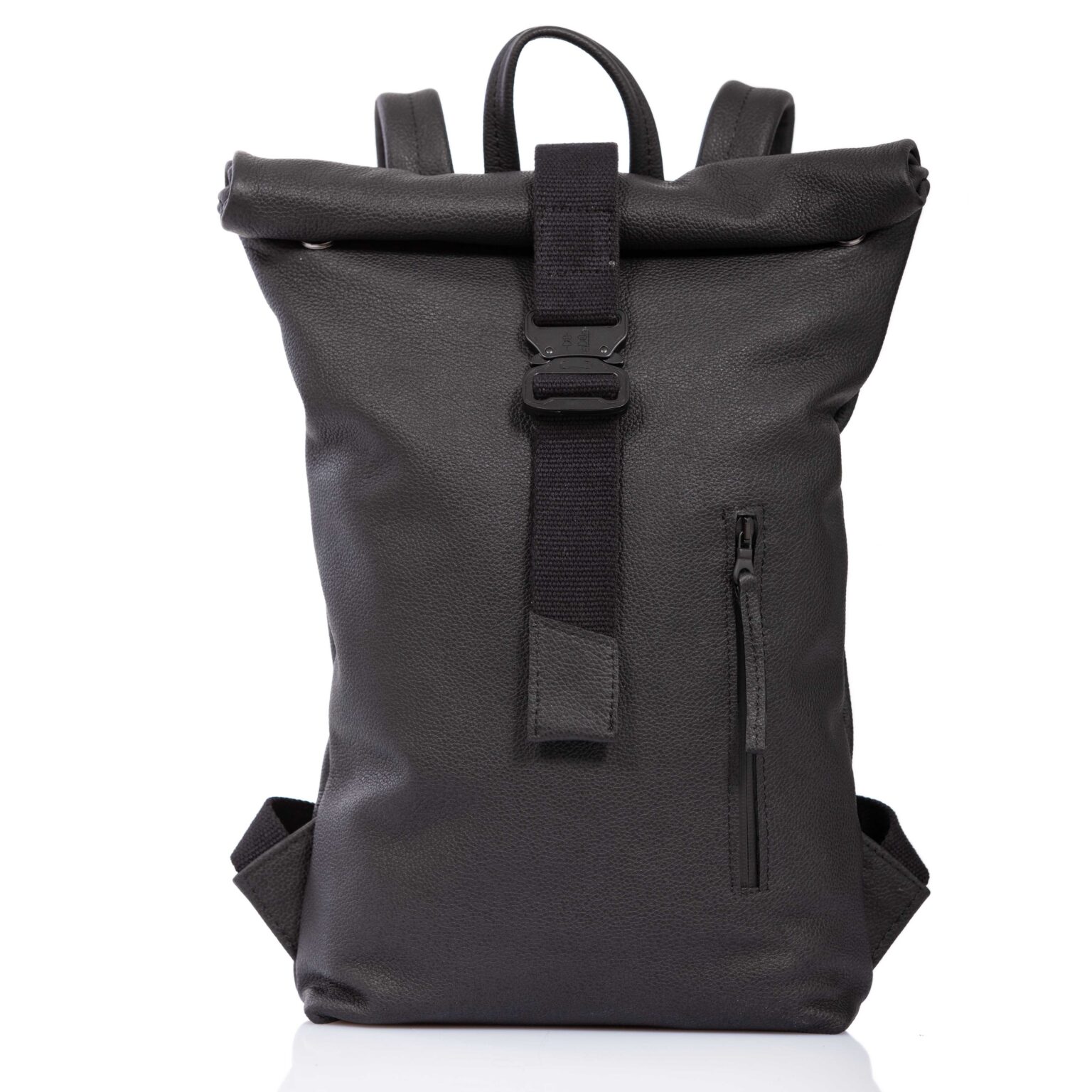 Cinzia Rossi - Black leather roll-top backpack