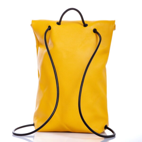 Yellow leather roll-top backpack - Cinzia Rossi