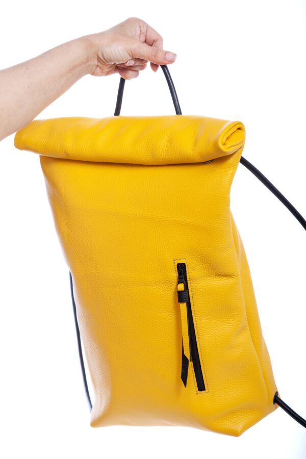 Roll-Top-Rucksack aus gelbem Leder - Cinzia Rossi
