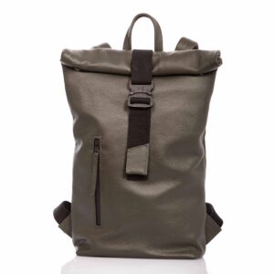 Green leather roll-top backpack - Cinzia Rossi