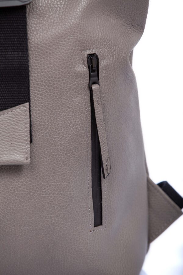 Gray leather roll-top backpack - Cinzia Rossi