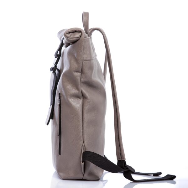 Gray leather roll-top backpack - Cinzia Rossi