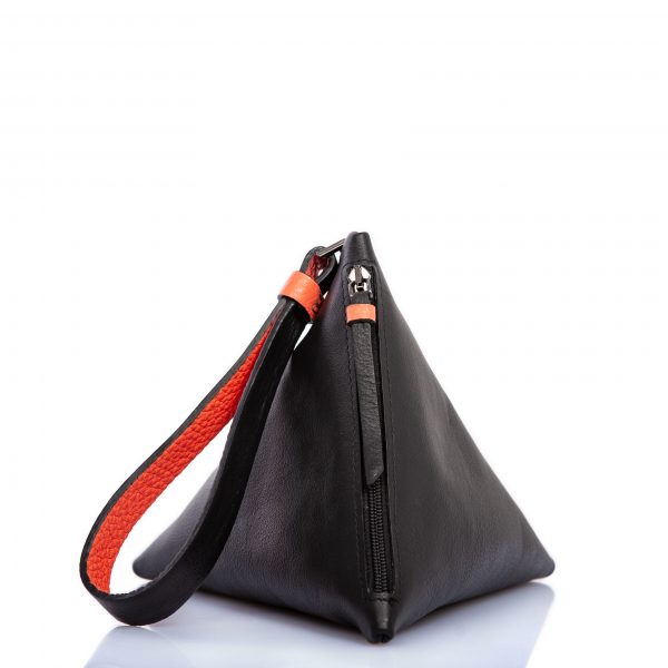 Black leather pyramid clutch bag - Cinzia Rossi