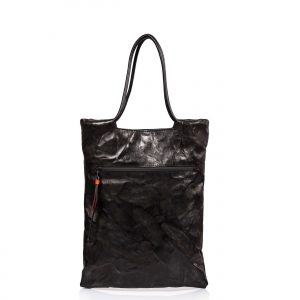Einkaufstasche aus schwarzem Leder - Cinzia Rossi