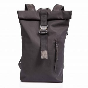 Black technical fabric roll-top backpack - Cinzia Rossi