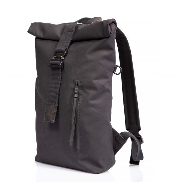 Black technical fabric roll-top backpack - Cinzia Rossi