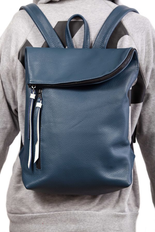 Small backpack in blue leather - Cinzia Rossi