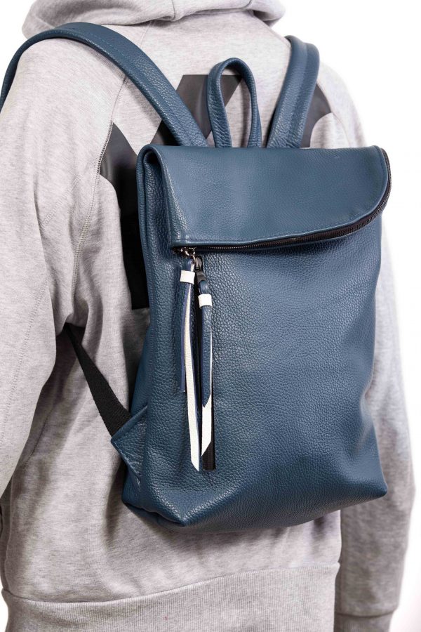 Kleiner Rucksack aus blauem Leder - Cinzia Rossi