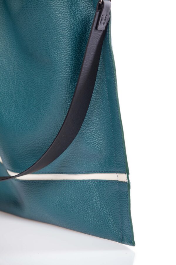 Petrol blue leather tote-bag - Cinzia Rossi