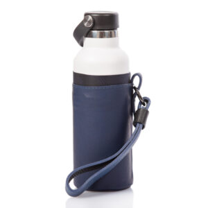 Bottle with blue leather bottle holder - Cinzia Rossi